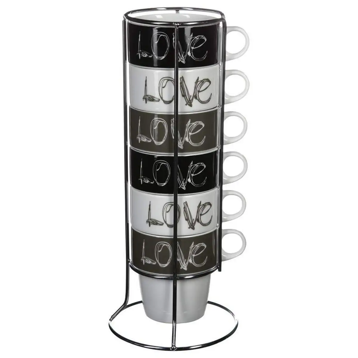 Ensemble de 6 tasses a cafe secret de gourmet love avec support 260 ml_4525. DIAYTAR SENEGAL - Là où Chaque Achat Contribue à un Rêve. Naviguez à travers notre boutique en ligne et soutenez des artisans talentueux tout en acquérant des trésors.