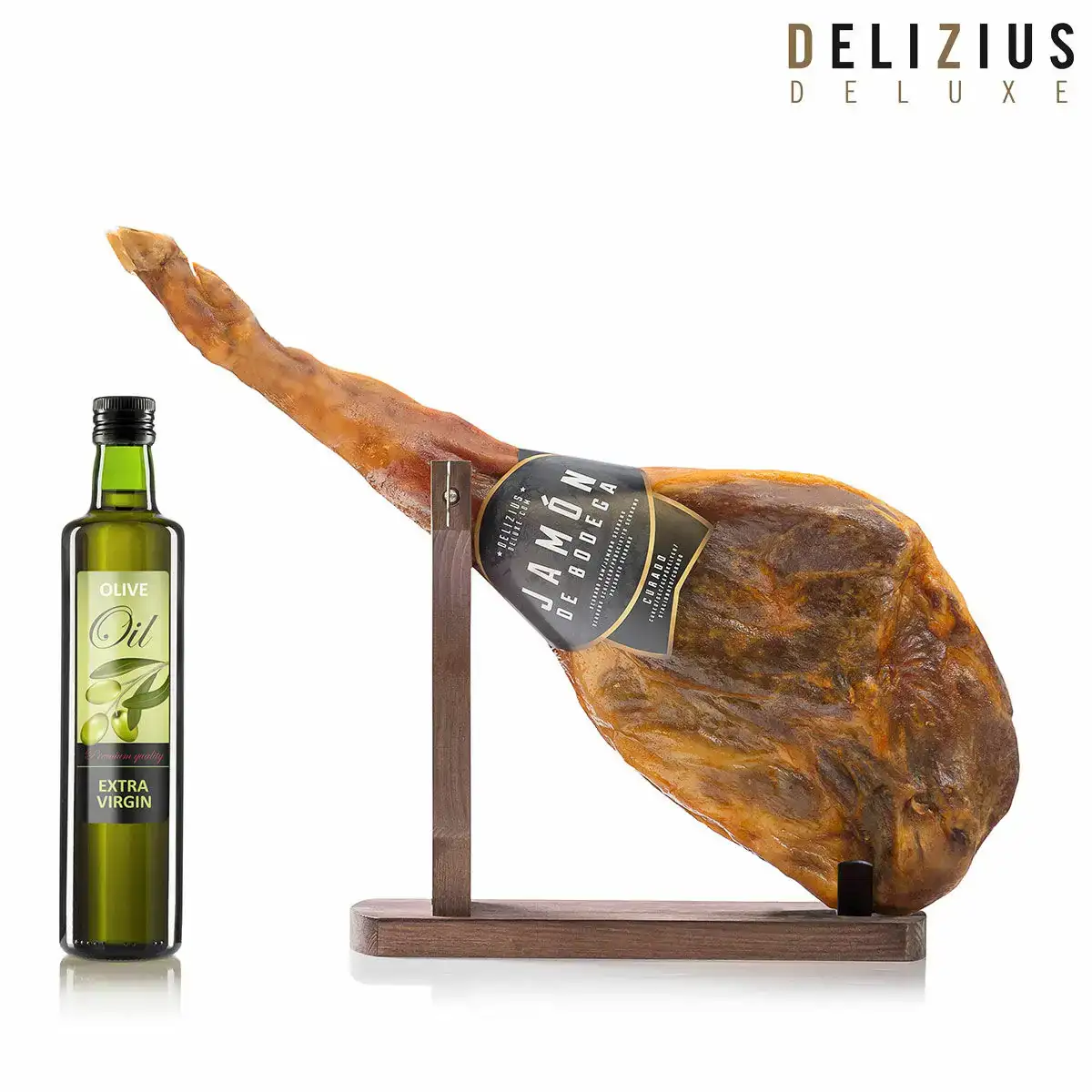 Ensemble jambon seche bodega huile d olive et support a jambon delizius deluxe_2270. DIAYTAR SENEGAL - Votre Passage vers le Raffinement. Plongez dans notre univers de produits exquis et choisissez des articles qui ajoutent une touche de sophistication à votre vie.