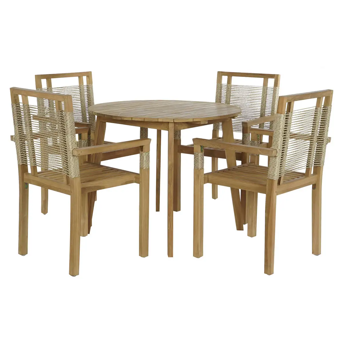 Ensemble table 4 chaises dkd home decor 100 x 100 x 76 cm teck corde_5037. DIAYTAR SENEGAL - Votre Passage vers l'Élégance Accessible. Parcourez notre boutique en ligne pour trouver des produits qui vous permettent d'allier style et économies.