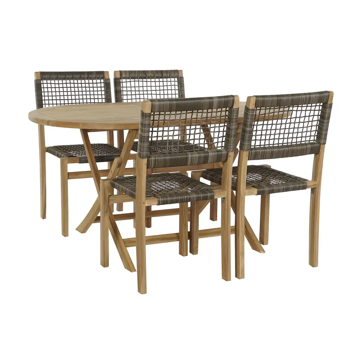 Ensemble table 4 chaises dkd home decor teck 90 cm 150 x 90 x 75 cm_1355. DIAYTAR SENEGAL - Là où Chaque Produit Évoque une Émotion. Parcourez notre catalogue et choisissez des articles qui vous touchent et qui enrichissent votre expérience.