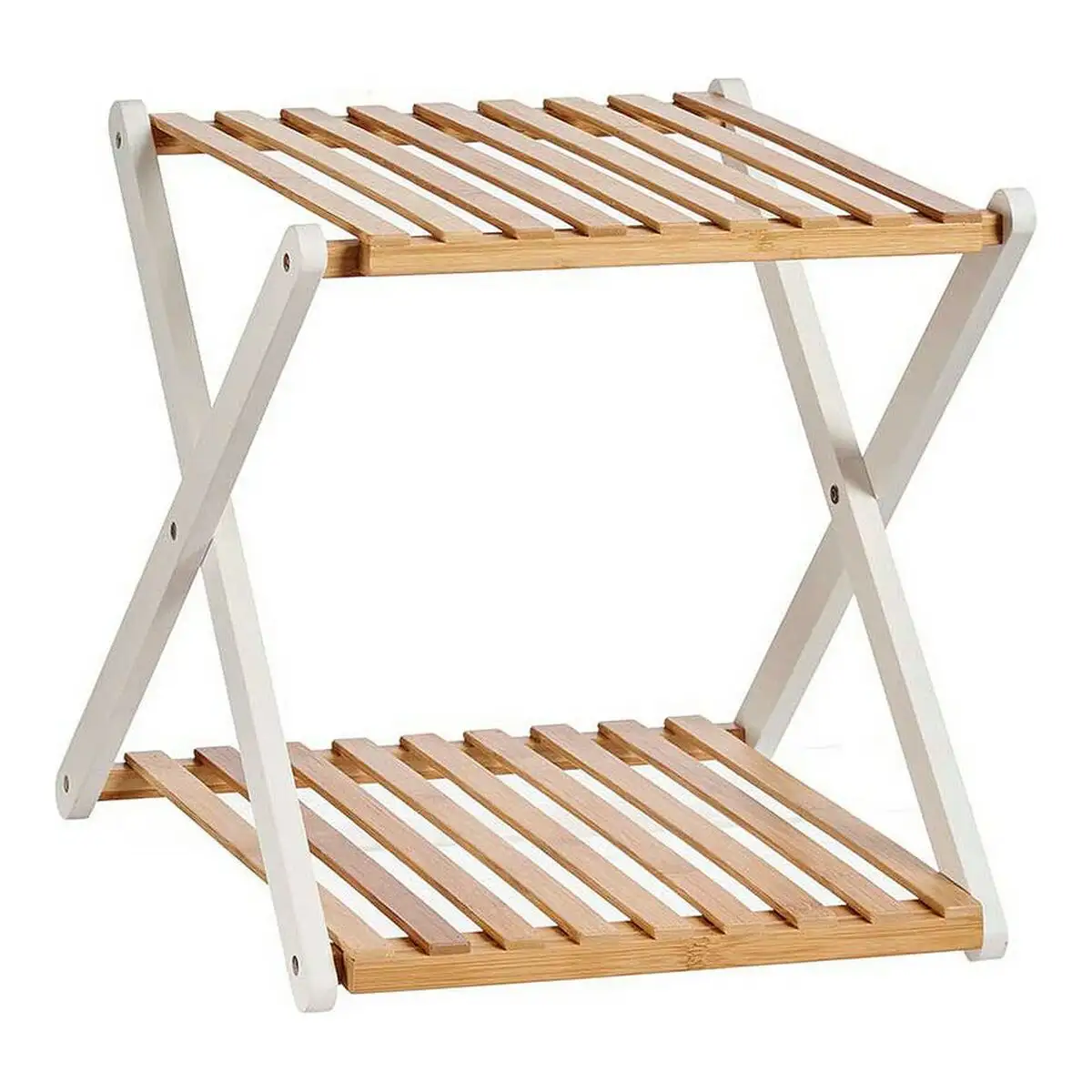 Etagere marron blanc pliable 32 x 34 x 39 cm bois_6794. DIAYTAR SENEGAL - Là où Chaque Produit Est une Trouvaille. Explorez notre sélection minutieuse et découvrez des articles qui correspondent à votre style de vie et à vos aspirations.