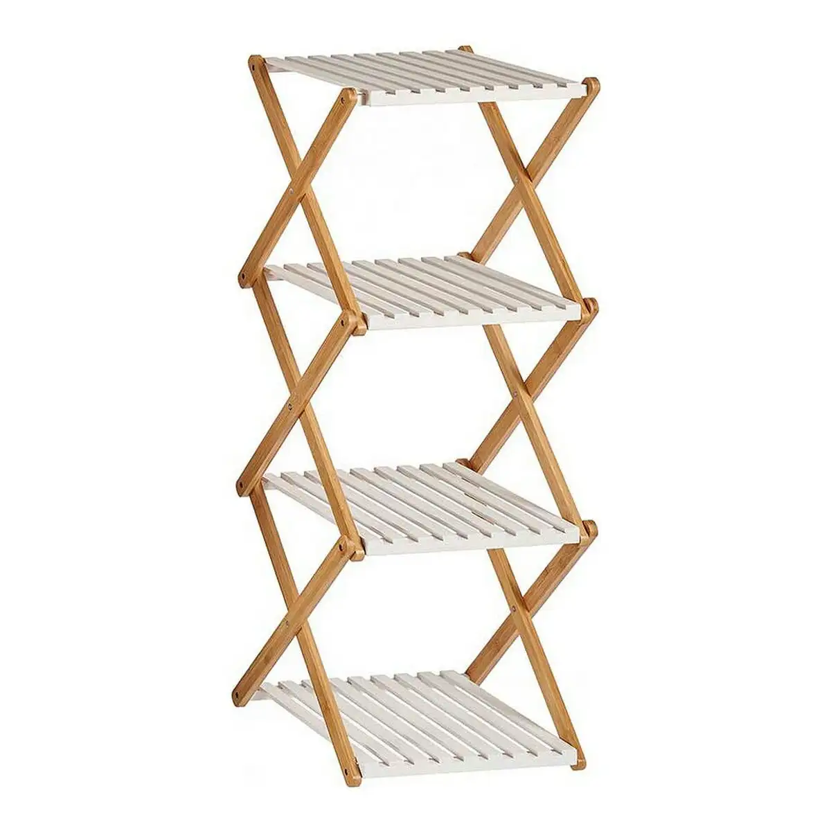 Etagere marron blanc pliable bois 32 x 96 x 39 cm _7824. DIAYTAR SENEGAL - Votre Destination Shopping d'Exception. Parcourez nos rayons virtuels et choisissez des produits qui incarnent l'excellence et la diversité.