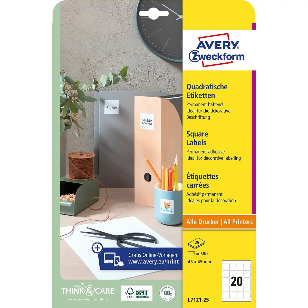 Etiquettes adhesives avery 45 x 45 mm blanc 25 volets_7748. DIAYTAR SENEGAL - Là où les Rêves de Shopping Deviennent Réalité. Naviguez à travers notre catalogue diversifié et choisissez parmi une variété d'articles qui feront de votre shopping une expérience inoubliable.