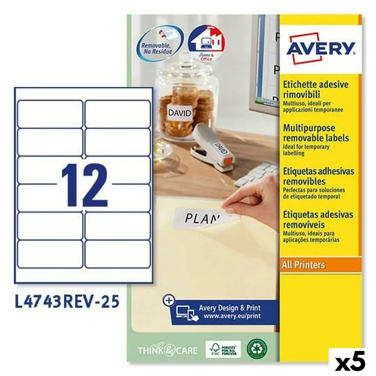 Etiquettes pour imprimante avery l4743rev 99 1 x 42 3 mm blanc 25 volets 5 unites _7021. DIAYTAR SENEGAL - L'Art de Vivre en Couleurs. Découvrez notre boutique en ligne et trouvez des produits qui ajoutent une palette vibrante à votre quotidien.