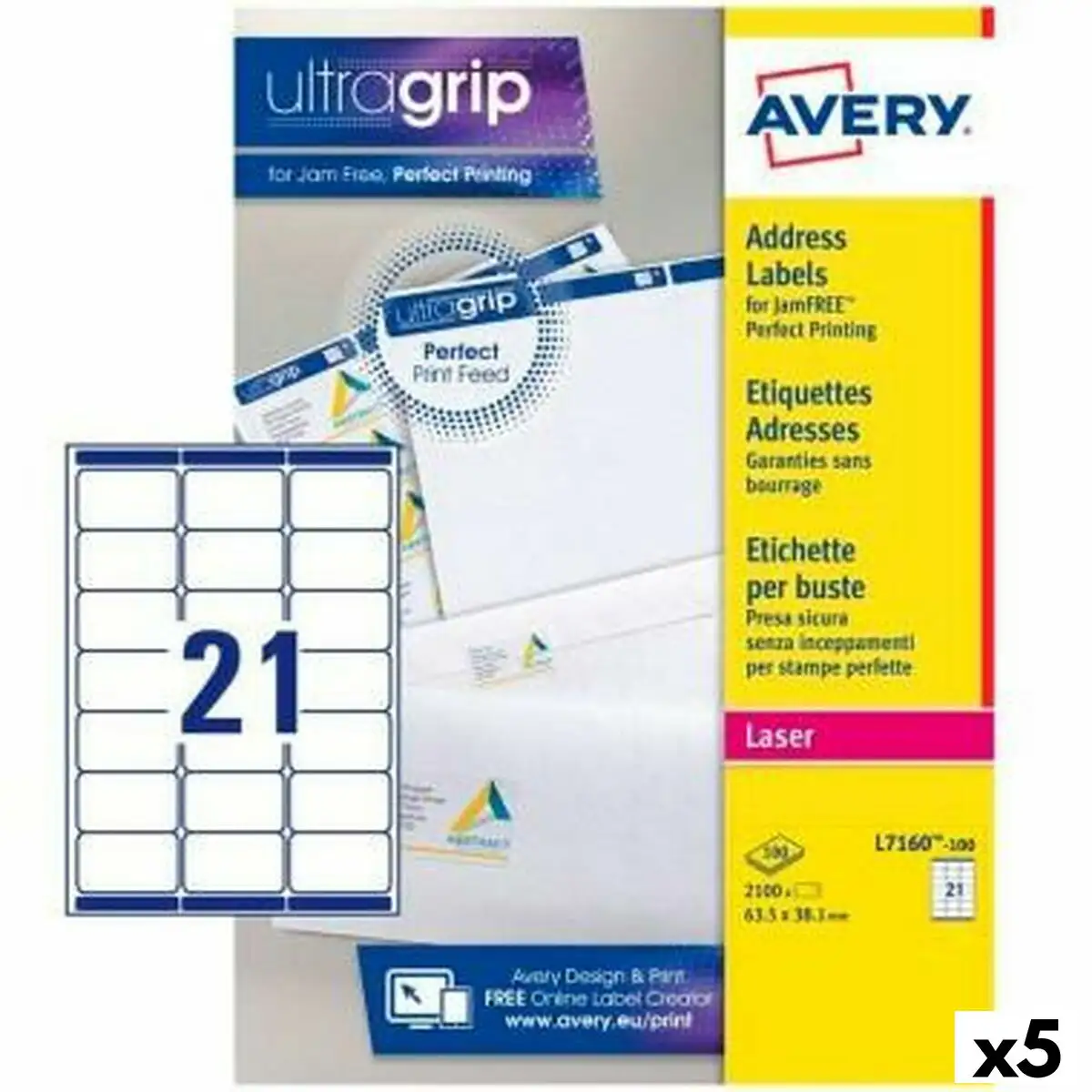 Etiquettes pour imprimante avery l7160 blanc 100 volets 63 5 x 38 1 mm 5 unites _2690. Bienvenue chez DIAYTAR SENEGAL - Où le Shopping Devient un Voyage. Explorez notre plateforme pour dénicher des produits uniques, racontant l'histoire et l'âme du Sénégal.