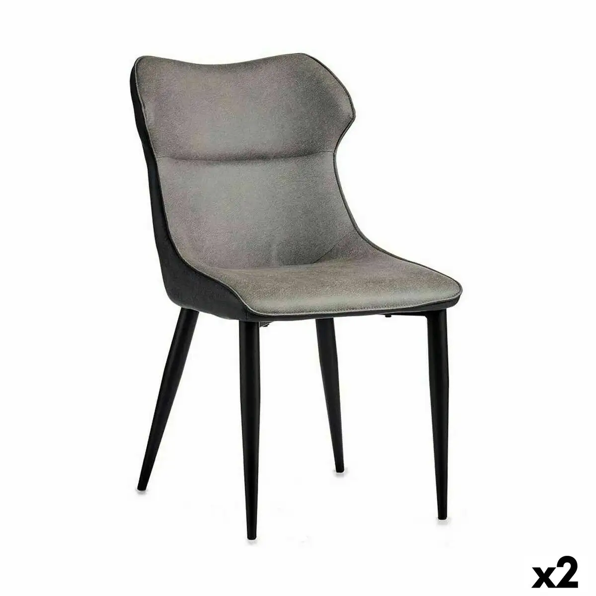 Fauteuil noir gris acier 49 x 86 x 60 cm 2 unites _2406. DIAYTAR SENEGAL - L'Artisanat à Portée de Clic. Découvrez notre boutique en ligne pour trouver des produits uniques qui célèbrent la créativité et l'artisanat sénégalais.