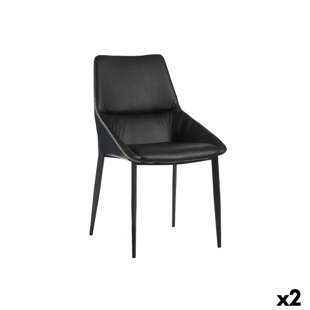 Fauteuil tresse bleu noir acier 50 x 87 x 61 cm 2 unites _2598. DIAYTAR SENEGAL - L'Art de Choisir, l'Art de Vivre. Parcourez notre boutique en ligne et découvrez des produits qui transforment chaque choix en une expérience enrichissante.