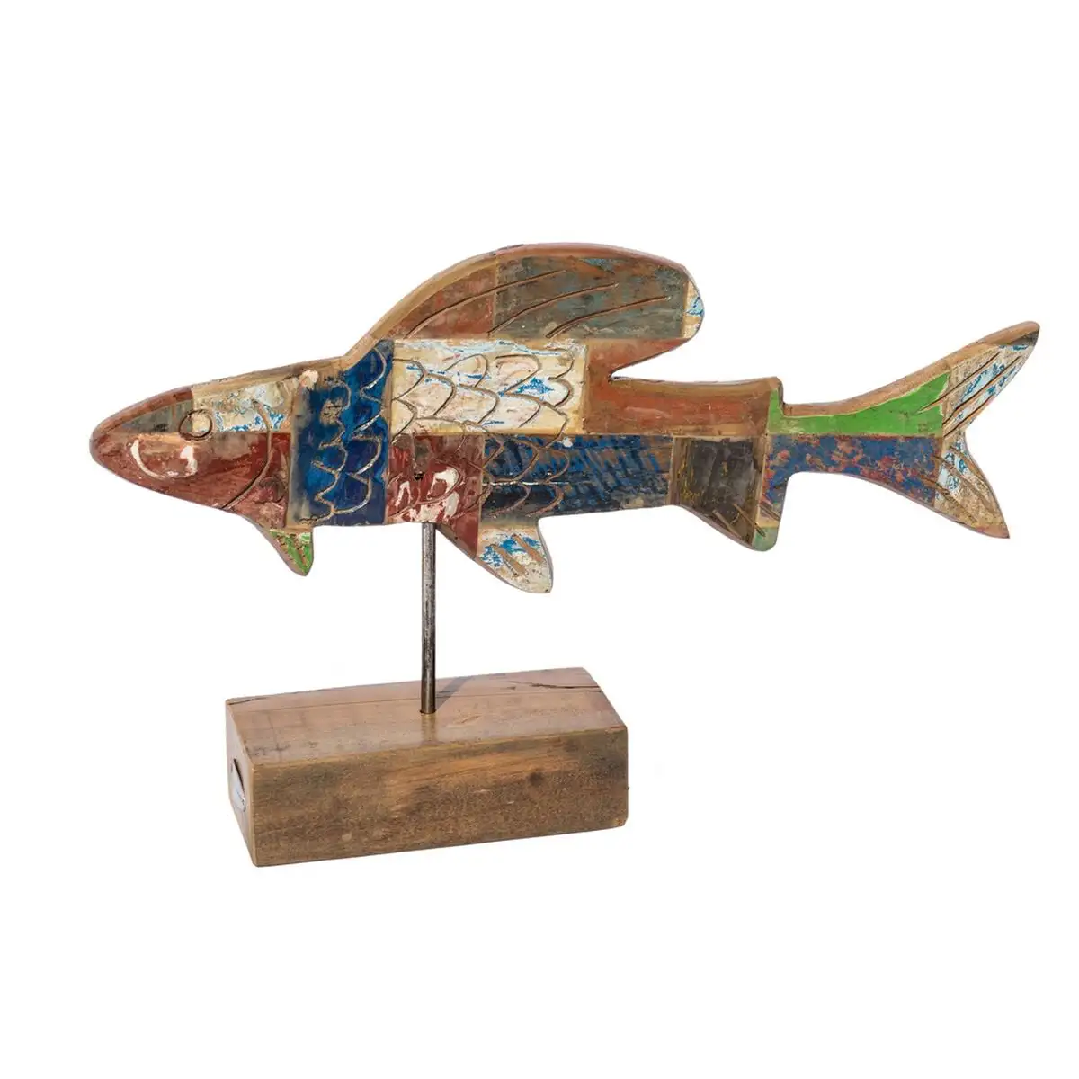 Figurine decorative calypso poisson 51 x 13 x 28 cm teck multicouleur_5985. Bienvenue chez DIAYTAR SENEGAL - Où Choisir est une Invitation au Voyage. Explorez notre boutique en ligne et découvrez des produits qui vous transportent dans l'univers du Sénégal.