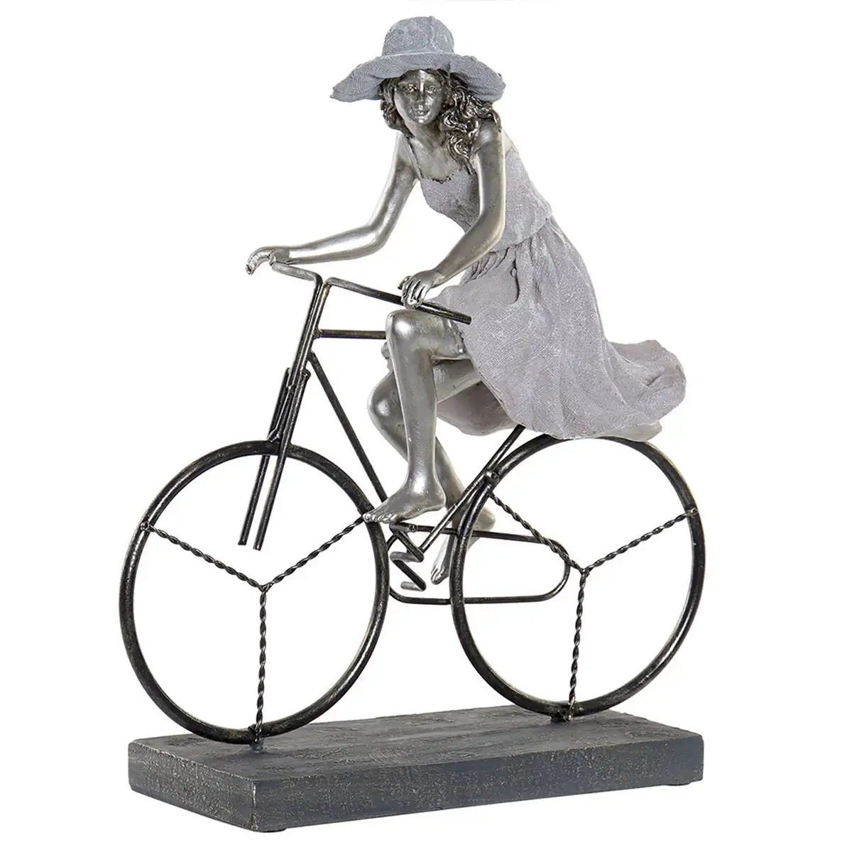 Figurine decorative dkd home decor 27 x 12 x 31 cm femme argente bicyclette blanc_6031. DIAYTAR SENEGAL - Où Choisir est un Plaisir Responsable. Explorez notre boutique en ligne et adoptez des produits qui reflètent notre engagement envers la durabilité.