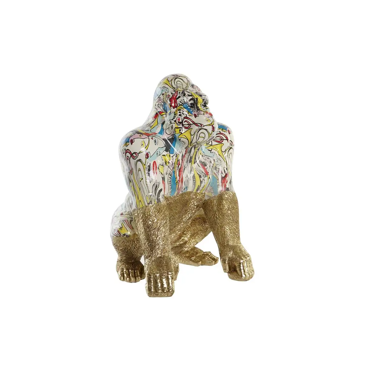 Figurine decorative dkd home decor 28 5 x 26 5 x 41 cm dore multicouleur gorille_5130. DIAYTAR SENEGAL - L'Art de Choisir, l'Art de S'émerveiller. Explorez notre boutique en ligne et choisissez des articles qui éveillent votre sens de l'émerveillement.