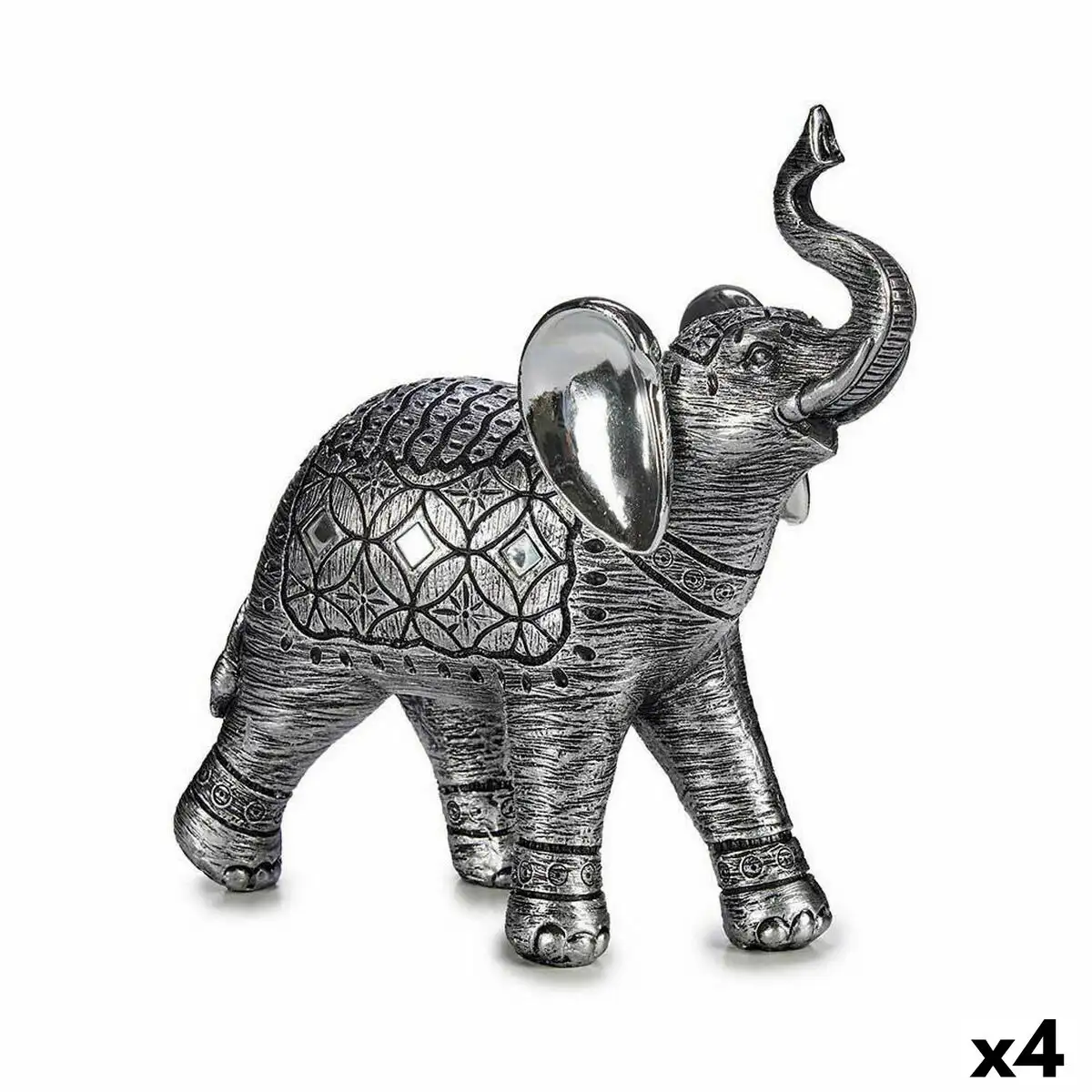 Figurine decorative elephant argente 27 5 x 27 x 11 cm 4 unites _9995. DIAYTAR SENEGAL - Là où Chaque Produit Évoque une Émotion. Parcourez notre catalogue et choisissez des articles qui vous touchent et qui enrichissent votre expérience.