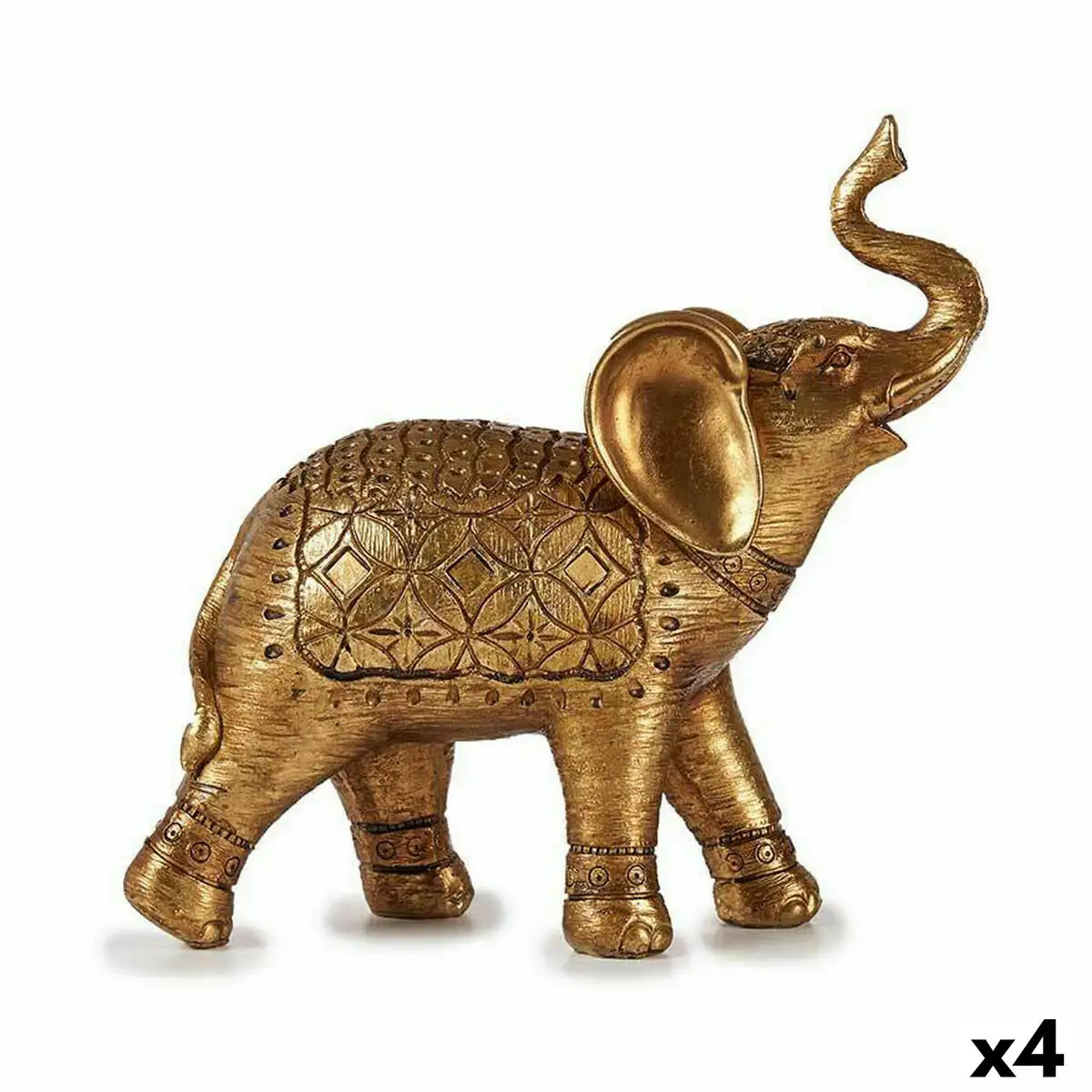 Figurine decorative elephant dore 27 5 x 27 x 11 cm 4 unites _2260. DIAYTAR SENEGAL - L'Art de Choisir, l'Art de Vivre. Explorez notre univers de produits soigneusement sélectionnés pour vous offrir une expérience shopping riche et gratifiante.