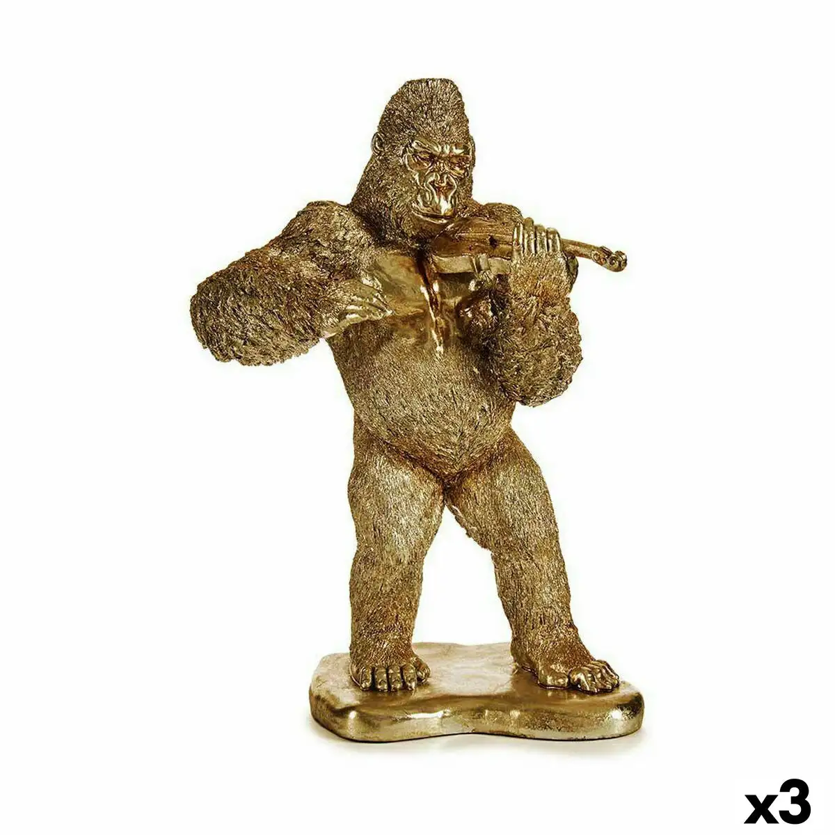 Figurine decorative gorille violon dore 16 x 40 x 30 cm 3 unites _2606. Bienvenue chez DIAYTAR SENEGAL - Où Chaque Objet a son Histoire. Découvrez notre sélection méticuleuse et choisissez des articles qui racontent l'âme du Sénégal.