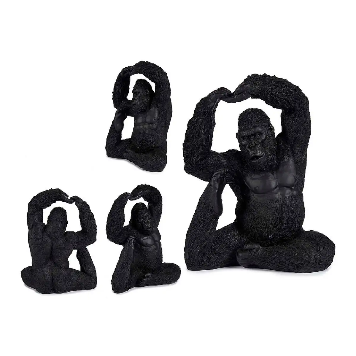 Figurine decorative gorille yoga noir 15 2 x 31 5 x 26 5 cm_3651. DIAYTAR SENEGAL - L'Artisanat à Portée de Clic. Découvrez notre boutique en ligne pour trouver des produits uniques qui célèbrent la créativité et l'artisanat sénégalais.