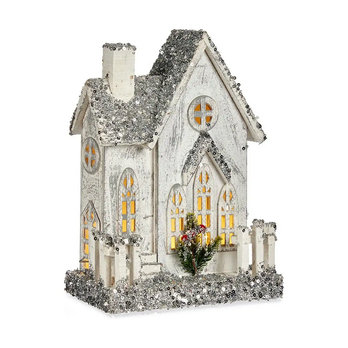 Figurine decorative noel paillettes lumiere led maison 24 5 x 32 x 12 cm gris bois blanc_7398. Découvrez DIAYTAR SENEGAL - Votre Source de Produits Variés et un Service Exceptionnel. Parcourez nos catégories et bénéficiez d'un service client dévoué, prêt à vous guider à chaque étape.