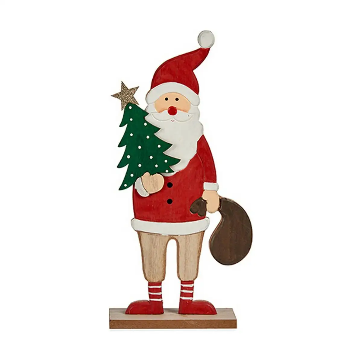 Figurine decorative pere noel 5 x 30 x 15 cm rouge bois marron blanc vert_2306. DIAYTAR SENEGAL - L'Odyssée du Shopping à Votre Portée. Parcourez notre boutique en ligne et partez à la découverte d'articles qui rendront chaque jour spécial.