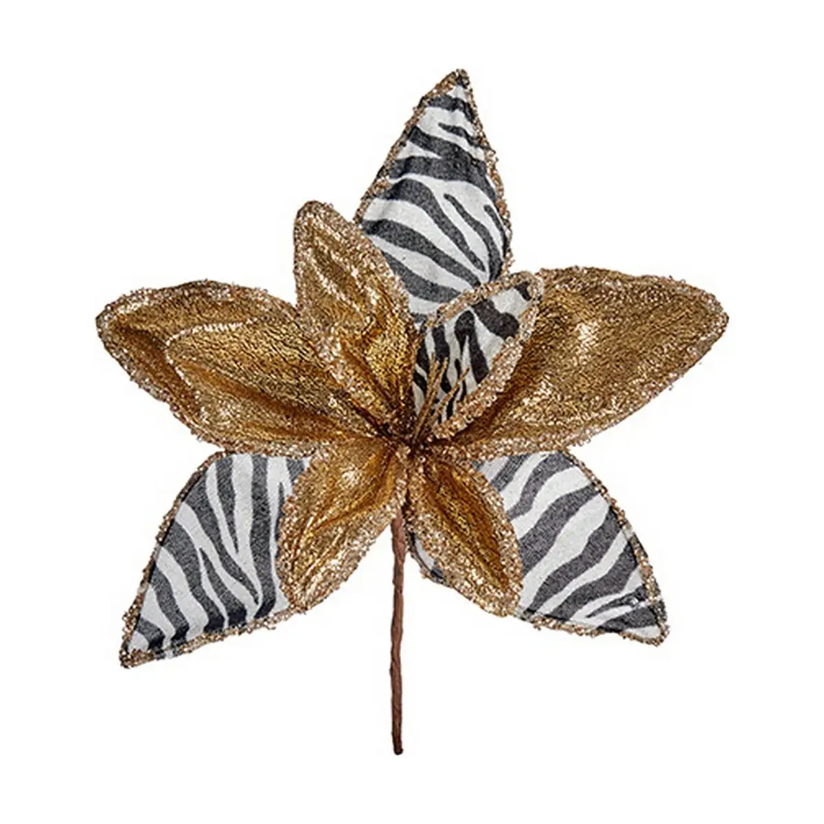 Fleur decorative zebre noel dore blanc 35 x 35 x 35 cm_4273. Bienvenue sur DIAYTAR SENEGAL - Là où le Shopping Devient une Aventure. Explorez notre catalogue et dénichez des trésors qui élargiront votre horizon shopping.