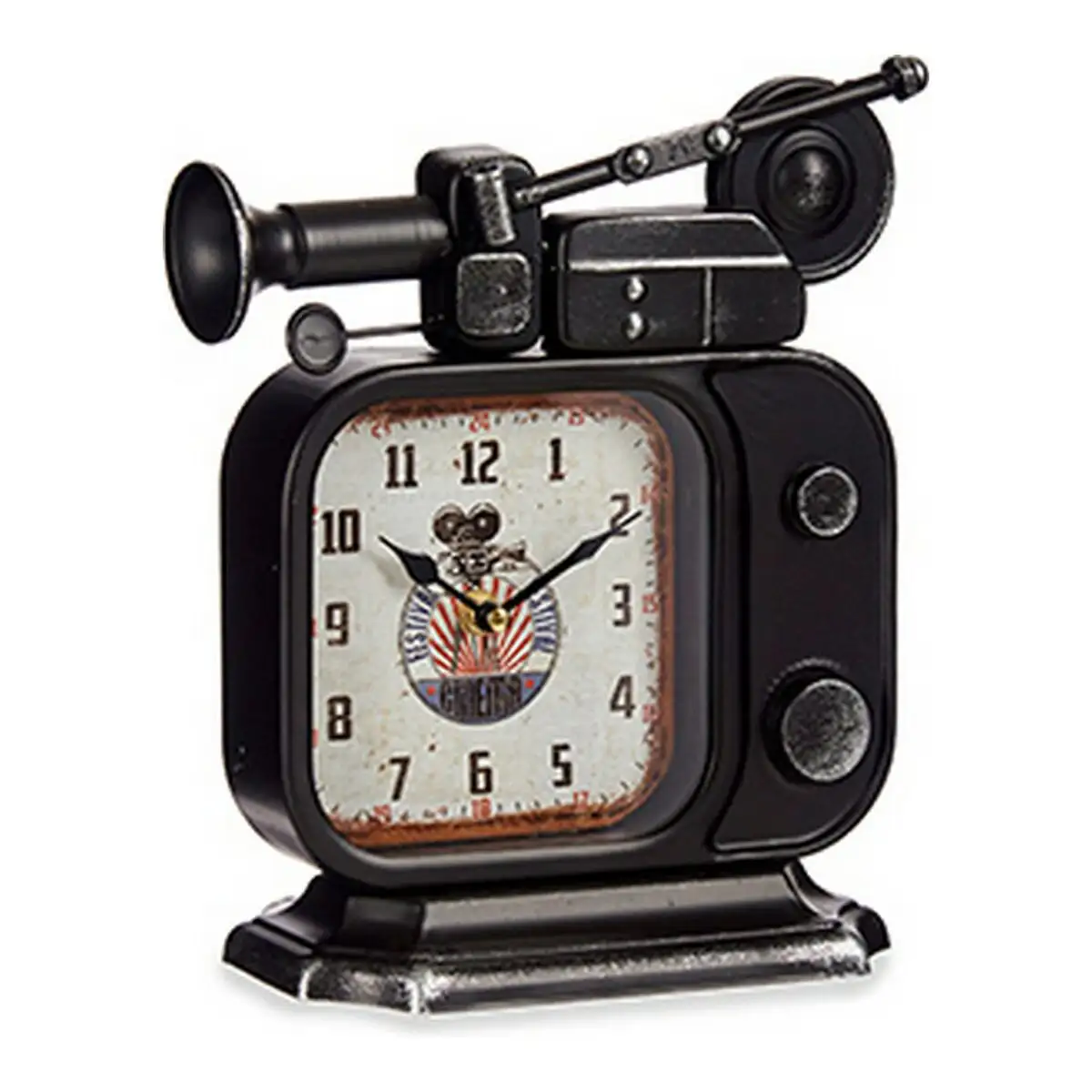 Horloge de table camera appareil photo metal 10 x 28 x 25 cm _6349. DIAYTAR SENEGAL - L'Art de Choisir, l'Art de S'émerveiller. Explorez notre gamme de produits et laissez-vous émerveiller par des créations authentiques et des designs modernes.