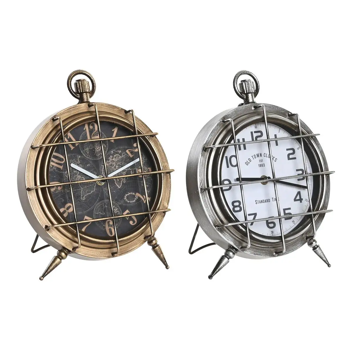 Horloge de table dkd home decor mappemonde 22 x 17 x 29 cm verre argente noir dore blanc fer 2 unites _1164. Bienvenue sur DIAYTAR SENEGAL - Où Chaque Détail compte. Plongez dans notre univers et choisissez des produits qui ajoutent de l'éclat et de la joie à votre quotidien.