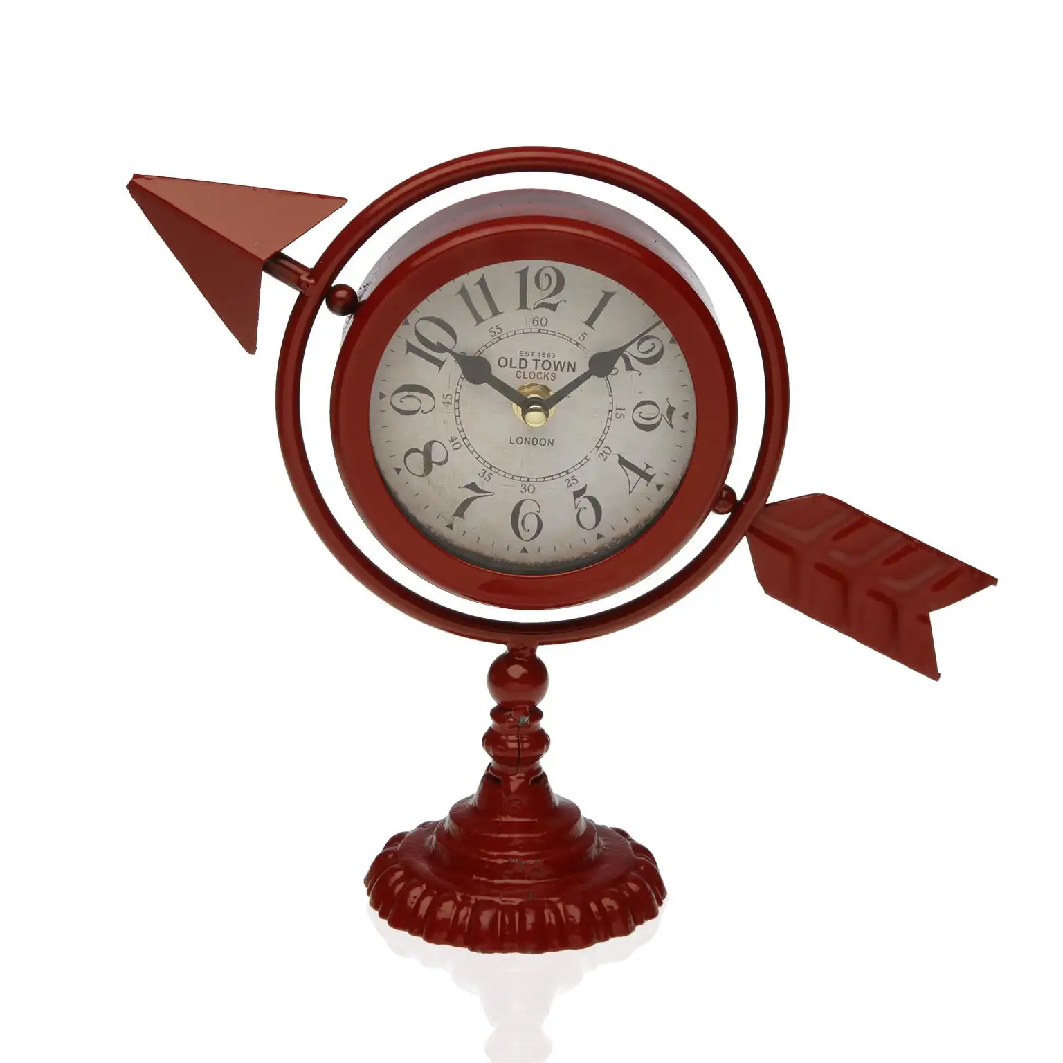 Horloge de table versa bordeaux fleche pleine metal 23 x 16 x 8 cm _2380. DIAYTAR SENEGAL - L'Essence de la Tradition et de la Modernité réunies. Explorez notre plateforme en ligne pour trouver des produits authentiques du Sénégal, tout en découvrant les dernières tendances du monde moderne.