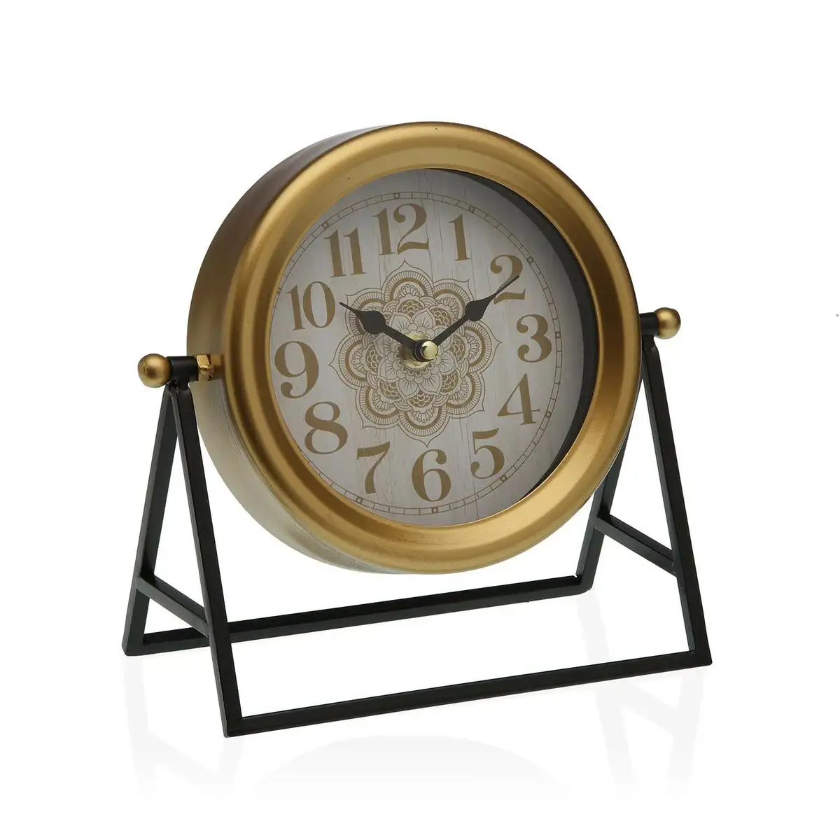 Horloge de table versa fleur dore 11 x 15 x 15 cm metal_4987. DIAYTAR SENEGAL - L'Art de Choisir, l'Art de S'émerveiller. Explorez notre gamme de produits et laissez-vous émerveiller par des créations authentiques et des designs modernes.