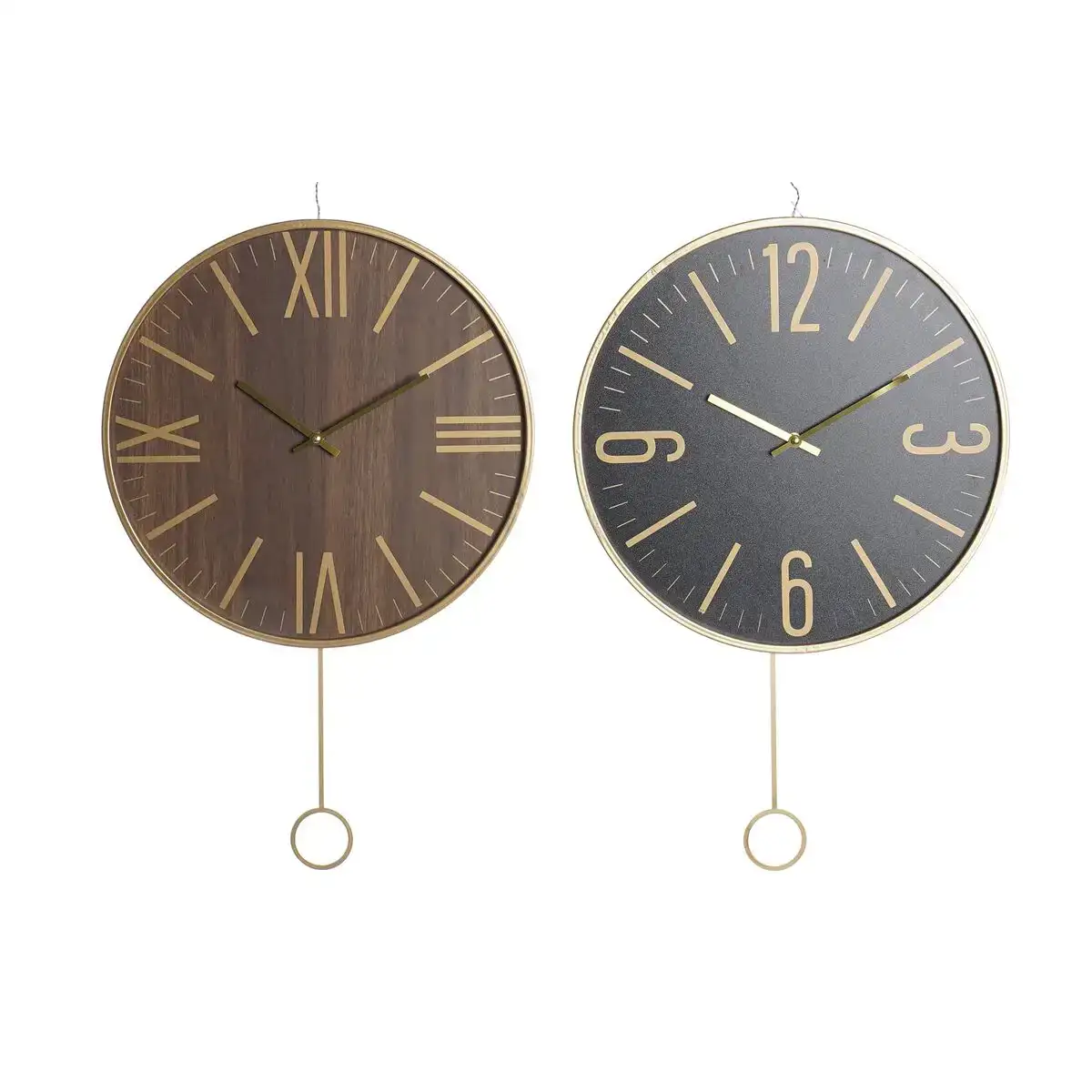 Horloge murale dkd home decor 40 x 4 x 40 cm noir marron fer pendule bois mdf 2 unites _9041. DIAYTAR SENEGAL - L'Art de Choisir, l'Art de Vivre. Parcourez notre boutique en ligne et découvrez des produits qui transforment chaque choix en une expérience enrichissante.