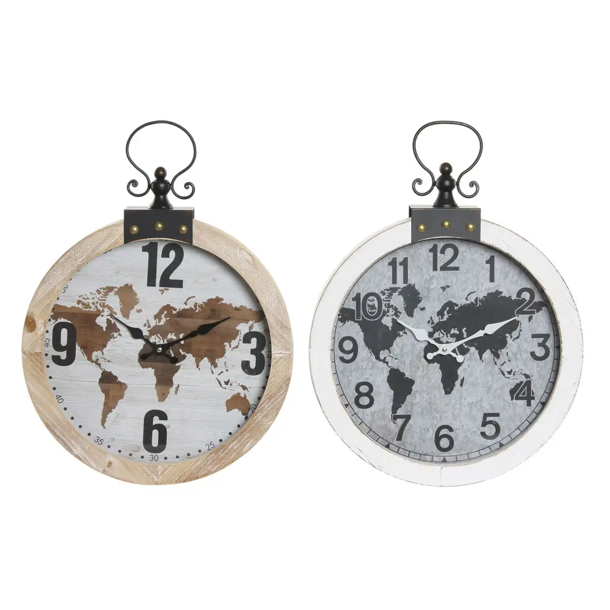 Horloge murale dkd home decor 40 x 4 x 54 cm verre fer bois mdf mappemonde 2 unites _3155. DIAYTAR SENEGAL - Où Choisir est un Plaisir. Explorez notre boutique en ligne et choisissez parmi des produits de qualité qui satisferont vos besoins et vos goûts.