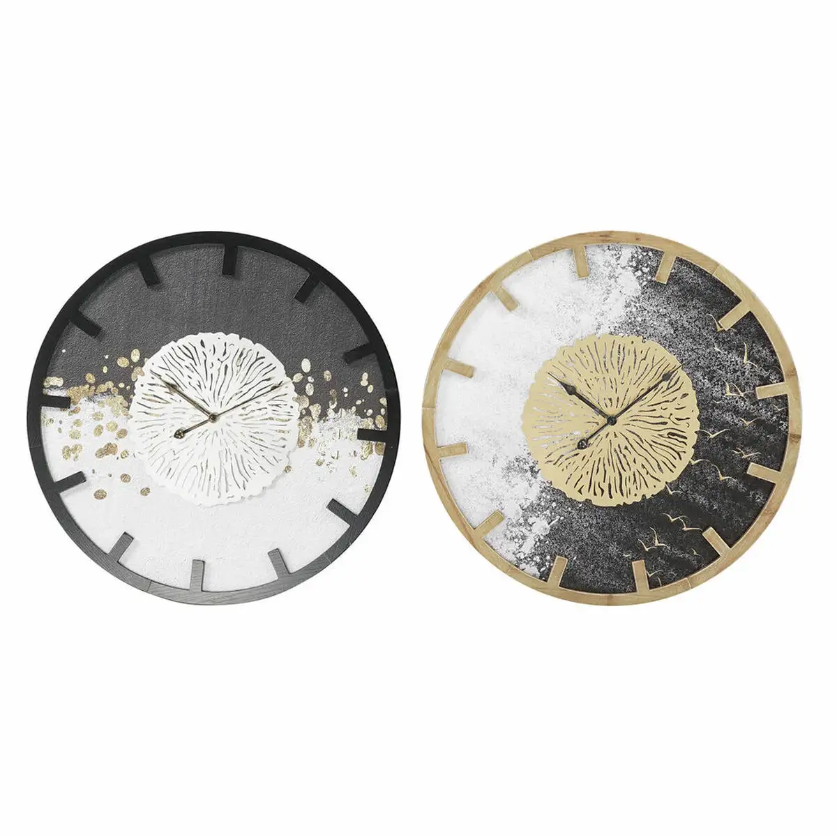 Horloge murale dkd home decor argente noir dore fer moderne 60 x 4 5 x 60 cm bois mdf 2 unites _3874. DIAYTAR SENEGAL - Là où Vos Rêves Prendent Forme. Plongez dans notre catalogue diversifié et trouvez des produits qui enrichiront votre quotidien, du pratique à l'exceptionnel.