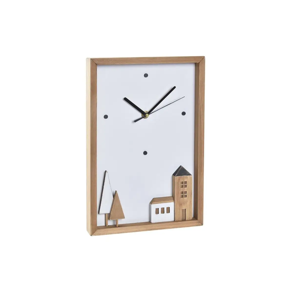 Horloge murale dkd home decor blanc marron bois maisons urbaine 20 x 4 x 30 cm_9164. DIAYTAR SENEGAL - Où Chaque Produit est une Promesse de Qualité. Explorez notre boutique en ligne et choisissez des produits qui répondent à vos exigences élevées.