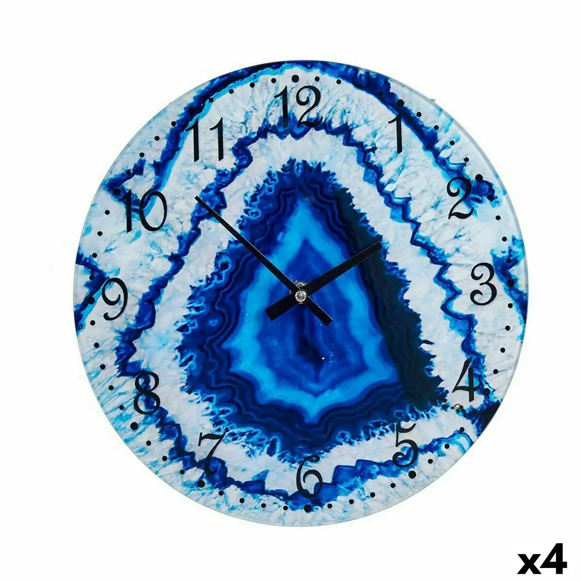Horloge murale marbre bleu verre 30 x 4 x 30 cm 4 unites _2704. DIAYTAR SENEGAL - Votre Passage vers l'Élégance Abordable. Explorez notre collection où chaque produit est choisi pour sa qualité et son accessibilité, incarnant ainsi l'essence du Sénégal.