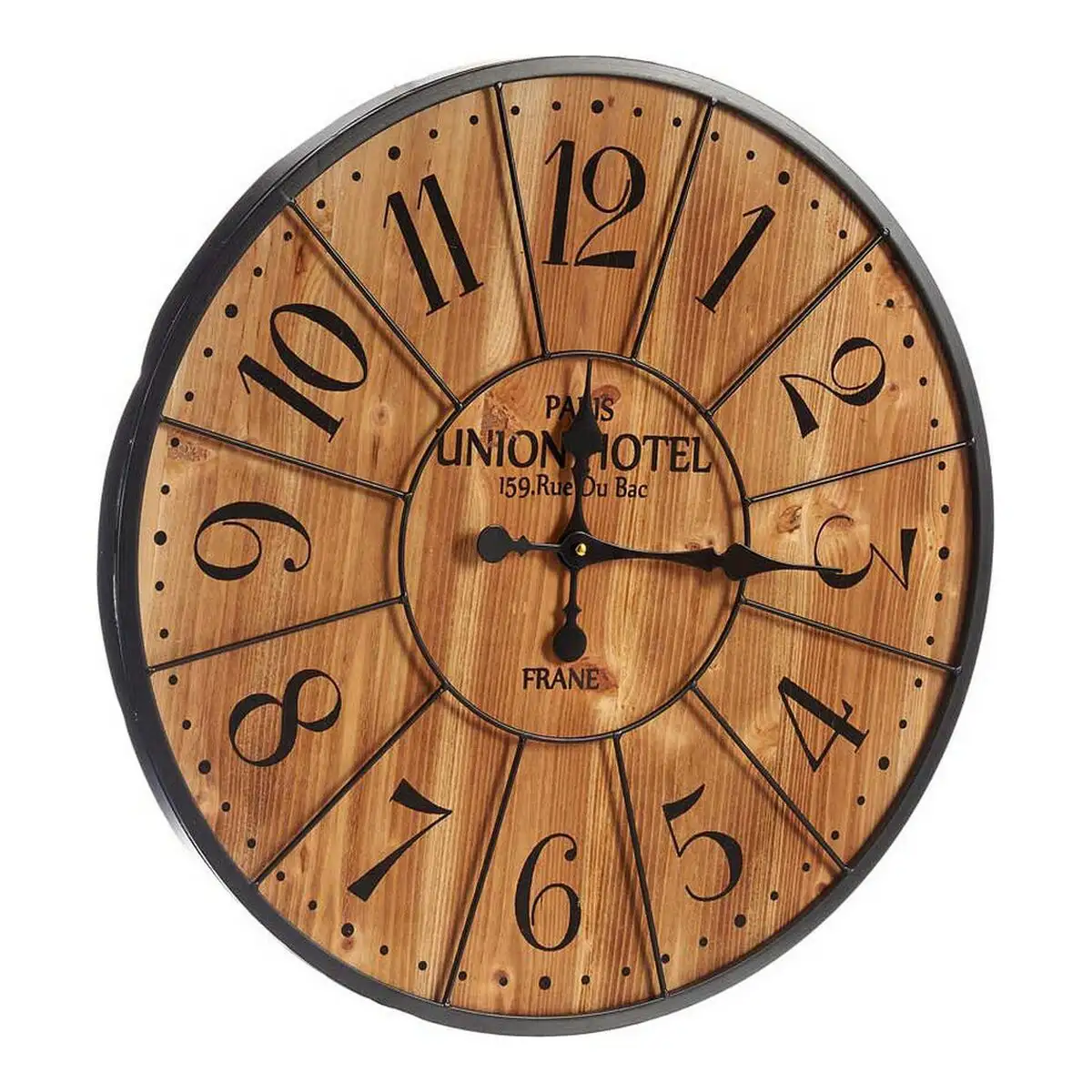 Horloge murale noir brun fonce metal bois 60 x 4 5 x 60 cm _3094. DIAYTAR SENEGAL - L'Art de Vivre avec Authenticité. Explorez notre gamme de produits artisanaux et découvrez des articles qui apportent une touche unique à votre vie.