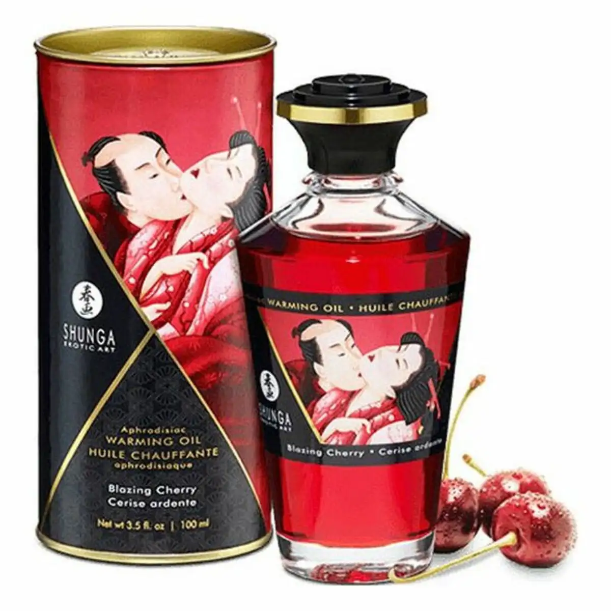 Huile de massage erotique shunga cerise 100 ml _7657. DIAYTAR SENEGAL - Où Choisir est un Plaisir. Explorez notre boutique en ligne et choisissez parmi des produits de qualité qui satisferont vos besoins et vos goûts.