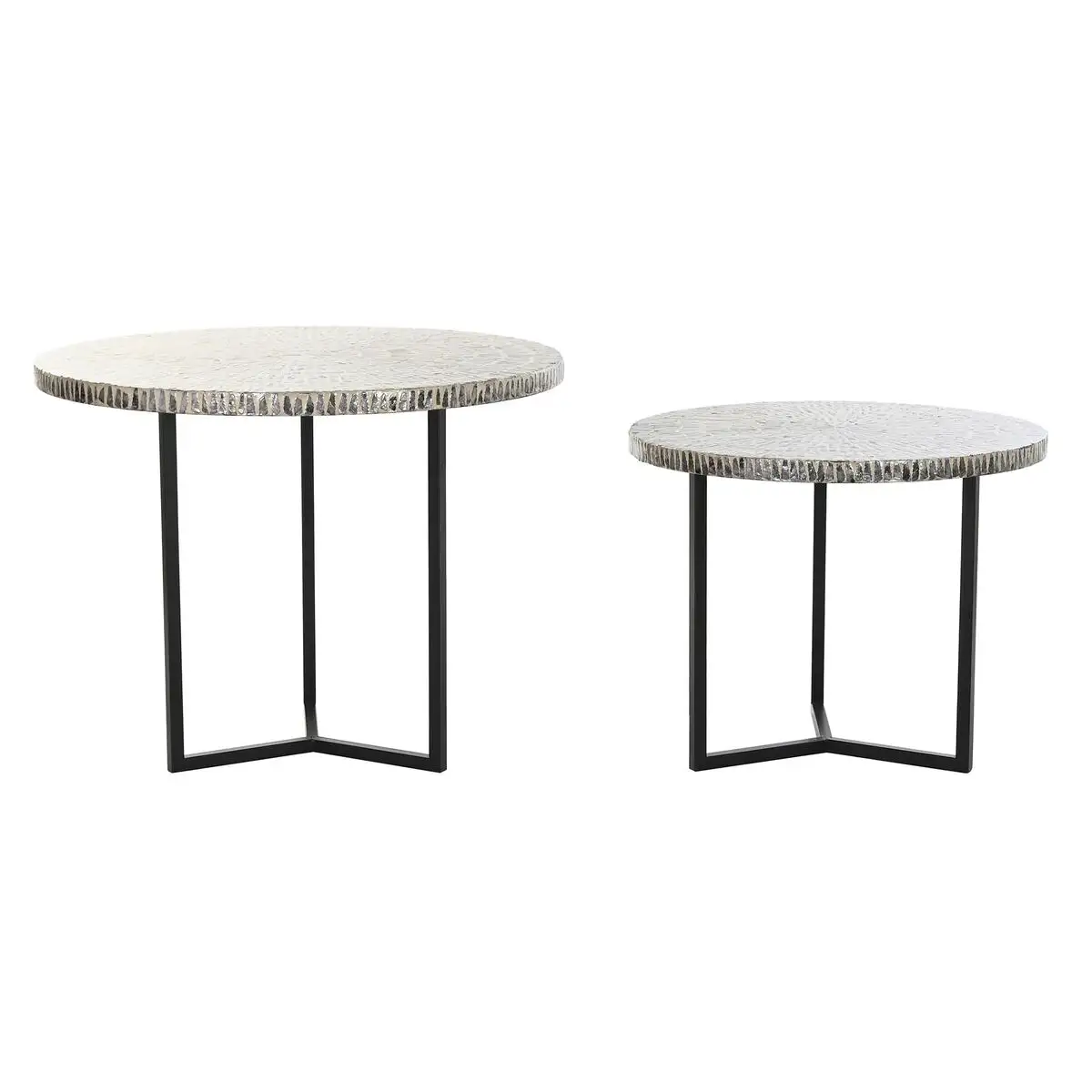 Jeu de 2 tables dkd home decor beige gris fer nacre noire 76 x 76 x 60 cm_6932. DIAYTAR SENEGAL - Où Votre Shopping Prend Vie. Explorez notre boutique en ligne pour trouver des articles qui vous ressemblent et qui ajoutent de l'éclat à votre quotidien.