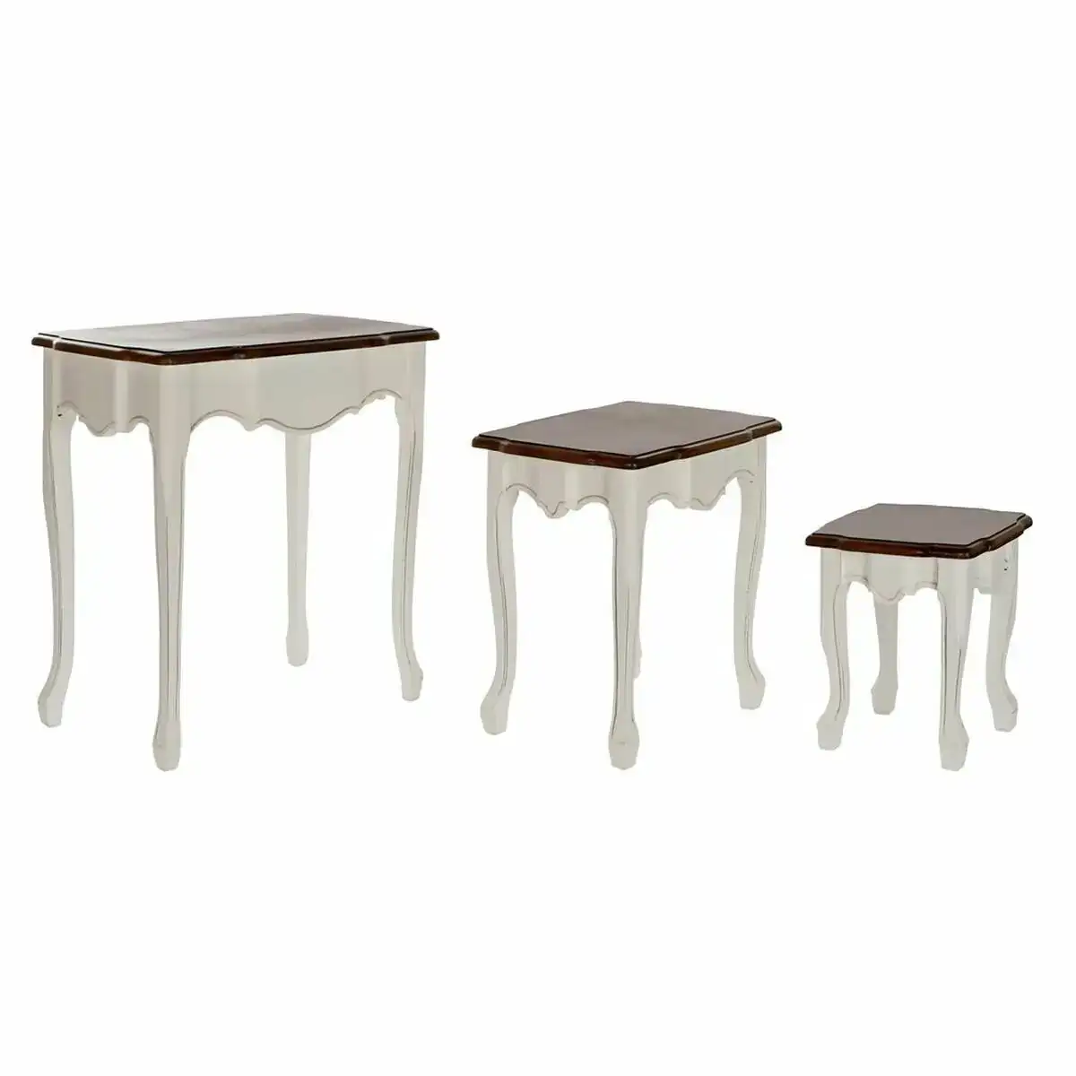 Jeu de 3 tables dkd home decor bois marron blanc plastique 60 x 40 x 66 cm_1590. Bienvenue chez DIAYTAR SENEGAL - Où Choisir est un Voyage. Plongez dans notre plateforme en ligne pour trouver des produits qui ajoutent de la couleur et de la texture à votre quotidien.