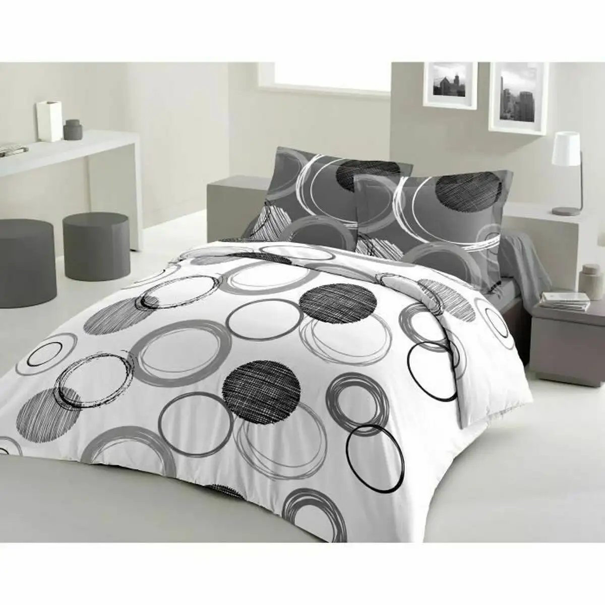 Jeu de draps lovely home cercles anthracite 200 x 200 cm _4011. Bienvenue chez DIAYTAR SENEGAL - Où Chaque Article Est une Découverte. Naviguez à travers nos offres et laissez-vous surprendre par des trésors cachés qui enrichiront votre vie.