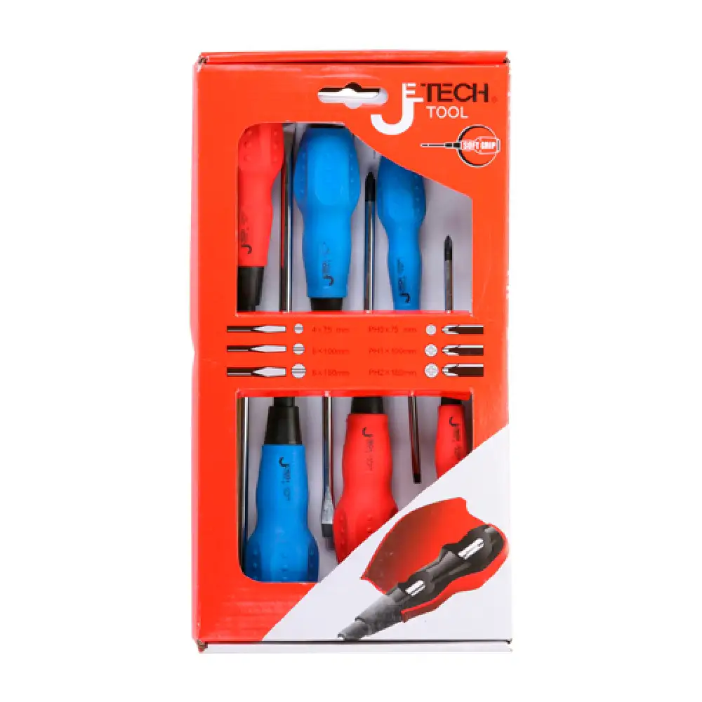 Jeu de tournevis jetech tool 4x75 5x10 6x125 mm 6 pcs _7345. DIAYTAR SENEGAL - Où Chaque Produit a son Histoire. Découvrez notre gamme de produits, chacun portant en lui le récit de l'artisanat et de la passion, pour vous offrir une expérience de shopping authentique.