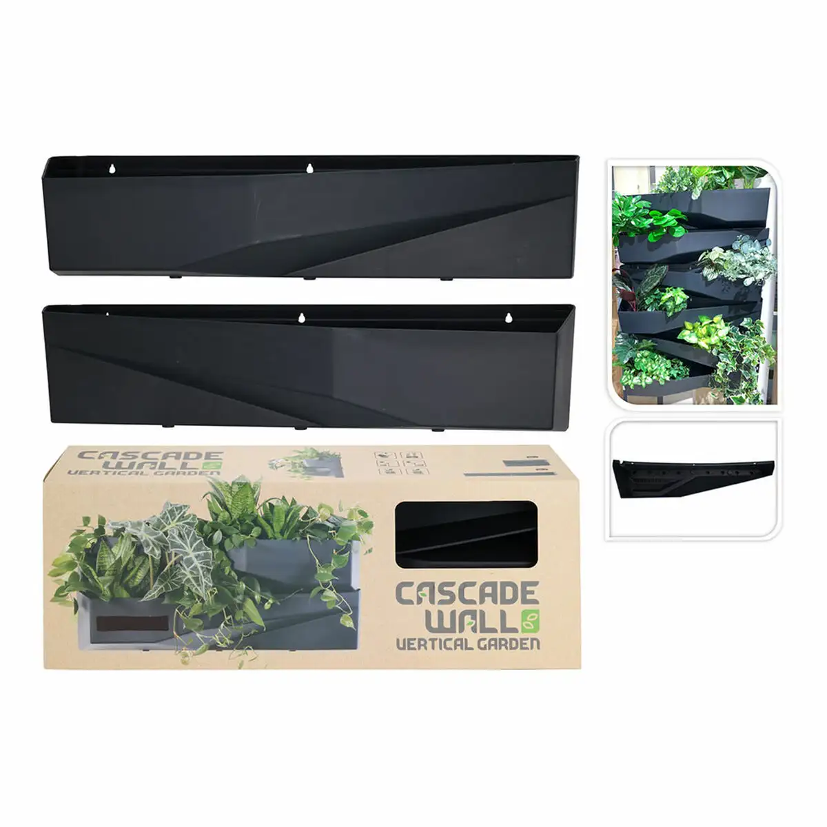 Kit de jardin vertical cascade wall 78 x 19 x 35 cm rectangulaire anthracite 2 pieces _1341. DIAYTAR SENEGAL - Votre Destination Shopping Éthique. Parcourez notre gamme et choisissez des articles qui respectent l'environnement et les communautés locales.