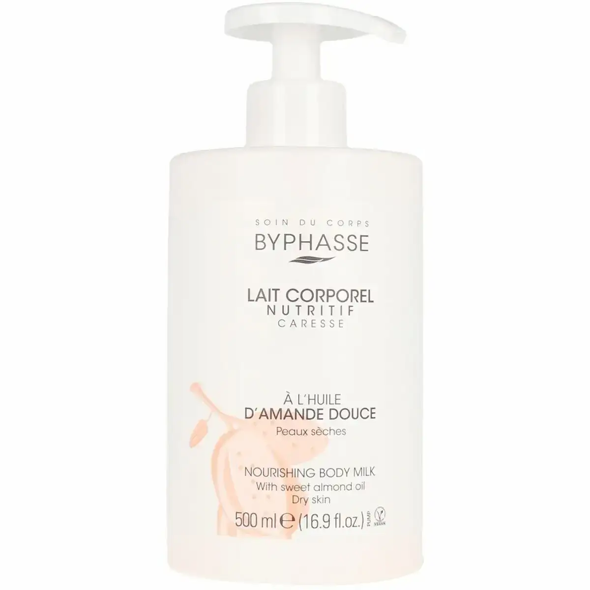Lait corporel nourrissant byphasse amande douce 500 ml_8077. Bienvenue chez DIAYTAR SENEGAL - Où Chaque Objet a sa Propre Histoire. Découvrez notre sélection soigneusement choisie et choisissez des produits qui racontent le patrimoine sénégalais.