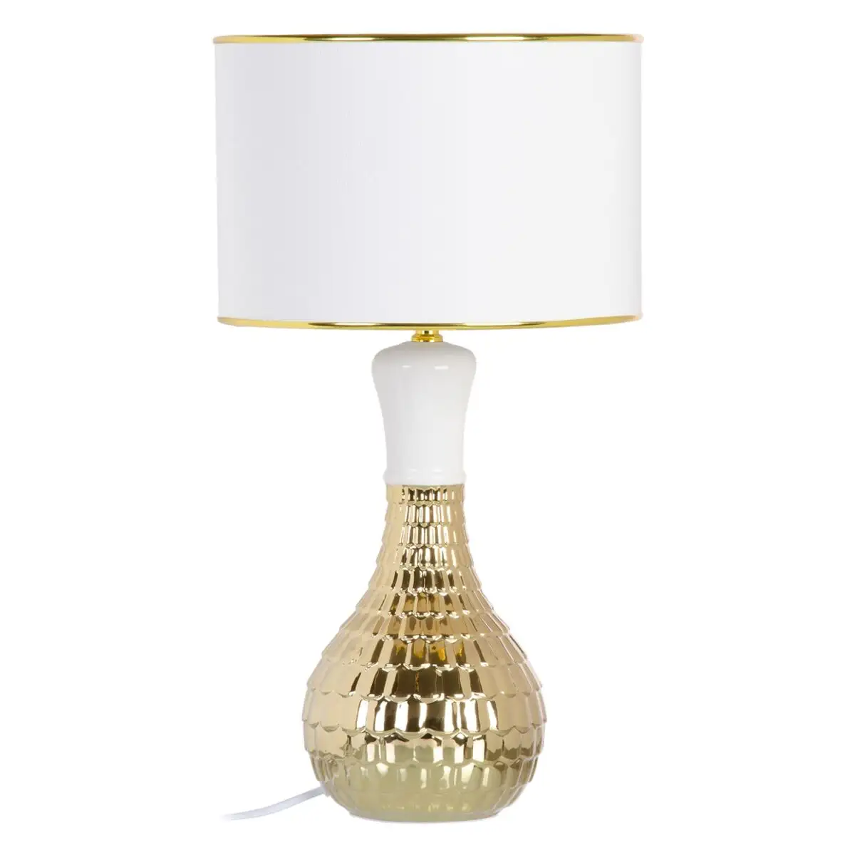 Lampe de bureau 32 x 32 x 45 5 cm ceramique dore blanc_3026. DIAYTAR SENEGAL - Votre Passage vers le Chic et l'Élégance. Naviguez à travers notre boutique en ligne pour trouver des produits qui ajoutent une touche sophistiquée à votre style.