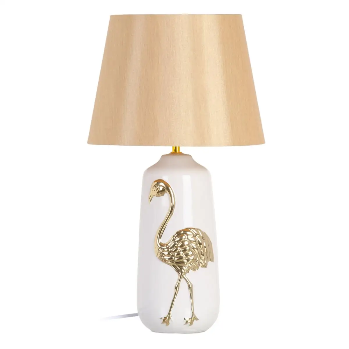 Lampe de bureau ceramique dore blanc 32 x 32 x 43 cm_6846. DIAYTAR SENEGAL - Où Choisir est un Plaisir. Explorez notre boutique en ligne et choisissez parmi des produits de qualité qui satisferont vos besoins et vos goûts.