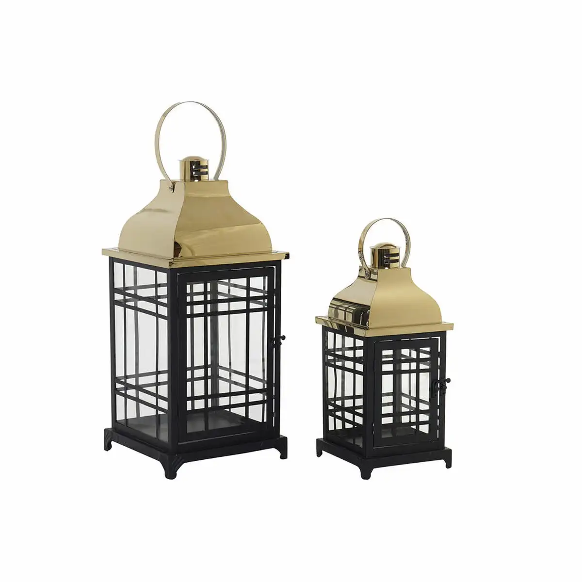 Lanterne dkd home decor verre noir dore metal 16 x 16 x 36 cm 2 pcs 22 x 22 x 49 cm _3587. DIAYTAR SENEGAL - Votre Passage vers la Découverte. Explorez notre boutique en ligne pour trouver des trésors qui vous attendent, du traditionnel à l'avant-garde.