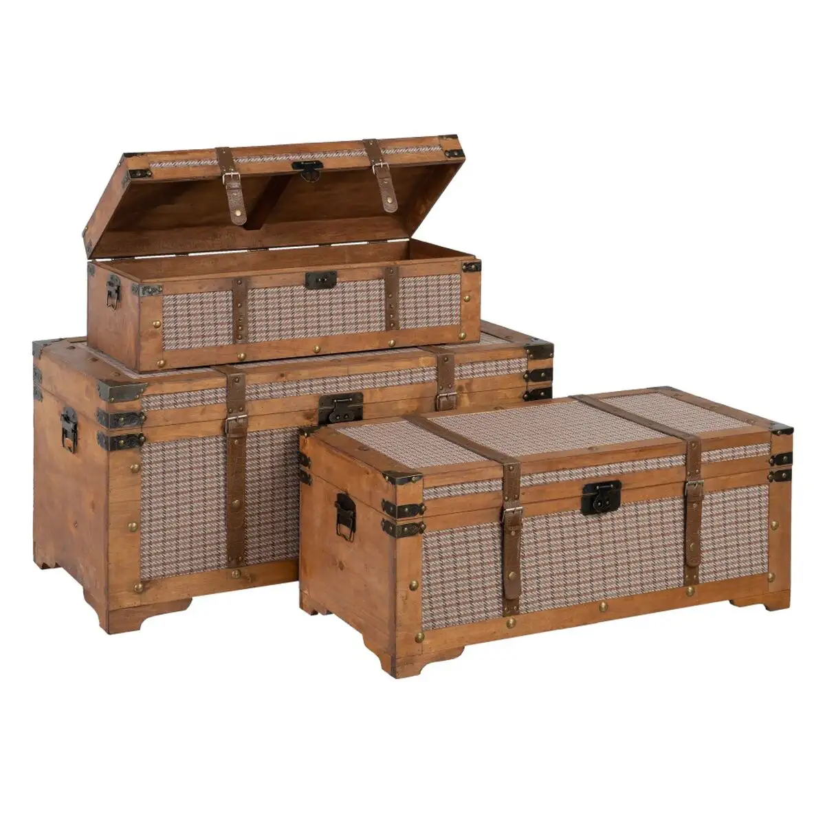 Lot de paniers 90 x 47 x 45 cm tissu synthetique bois carreaux 3 pieces _3988. DIAYTAR SENEGAL - Votre Destination Shopping d'Exception. Parcourez nos rayons virtuels et choisissez des produits qui incarnent l'excellence et la diversité.