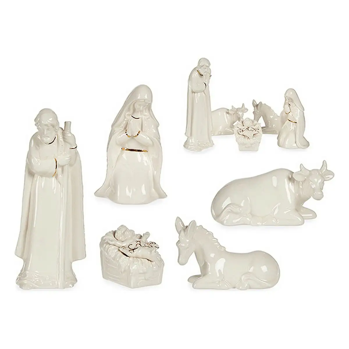 Lot figurine pour creche blanc dore ceramique_6602. DIAYTAR SENEGAL - Là où Chaque Produit a son Propre Éclat. Explorez notre boutique en ligne et trouvez des articles qui ajoutent de la brillance à votre quotidien.