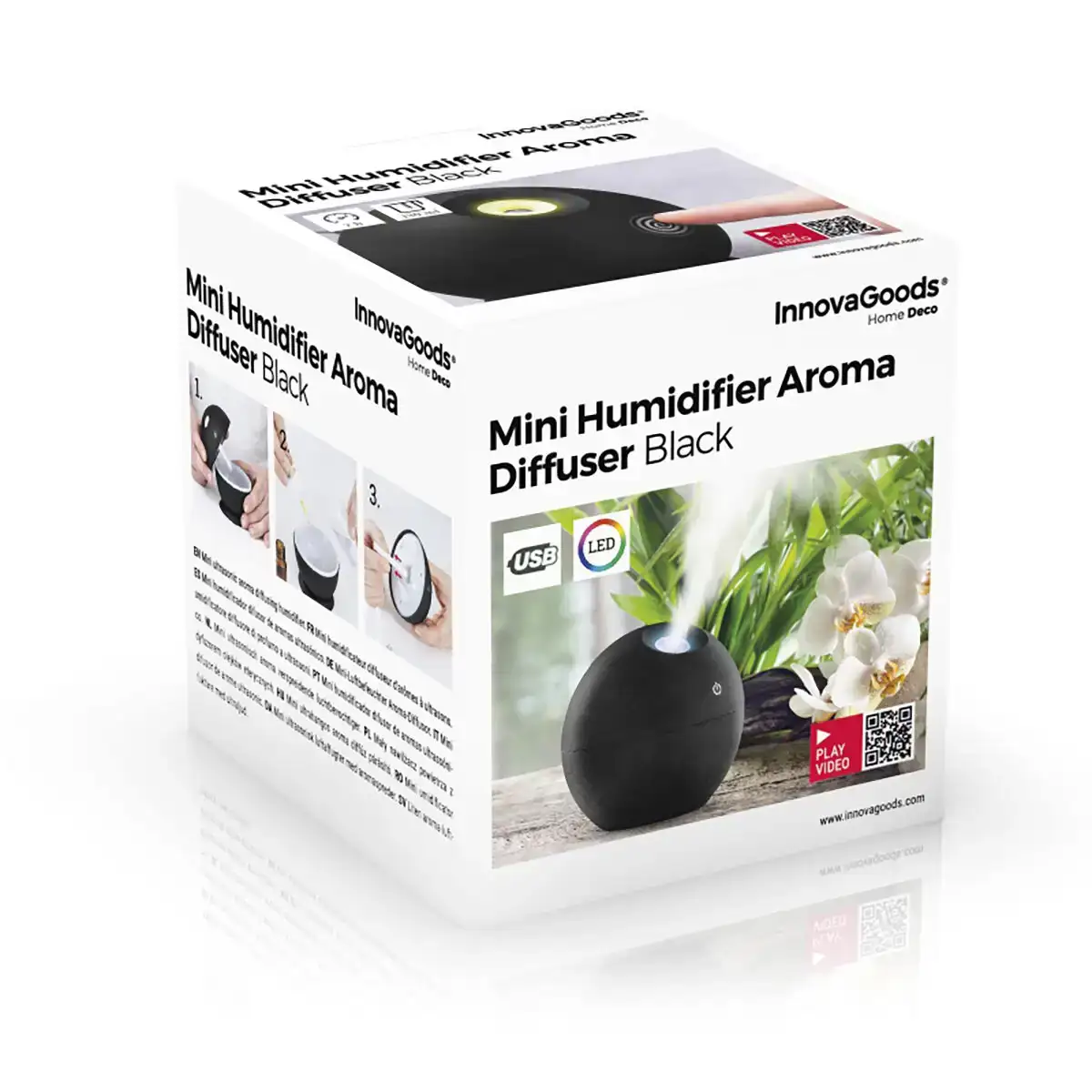 Mini humidificateur diffuseur d aromes black innovagoods_7748. DIAYTAR SENEGAL - Votre Passage vers la Découverte. Explorez notre boutique en ligne pour trouver des trésors qui vous attendent, du traditionnel à l'avant-garde.