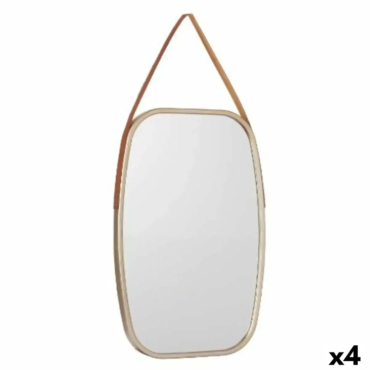 Miroir mural marron champagne verre cuir synthetique 43 x 65 x 3 cm 4 unites _7847. DIAYTAR SENEGAL - Là où Chaque Produit est une Trouvaille Unique. Découvrez notre boutique en ligne et trouvez des articles qui vous distinguent par leur originalité.