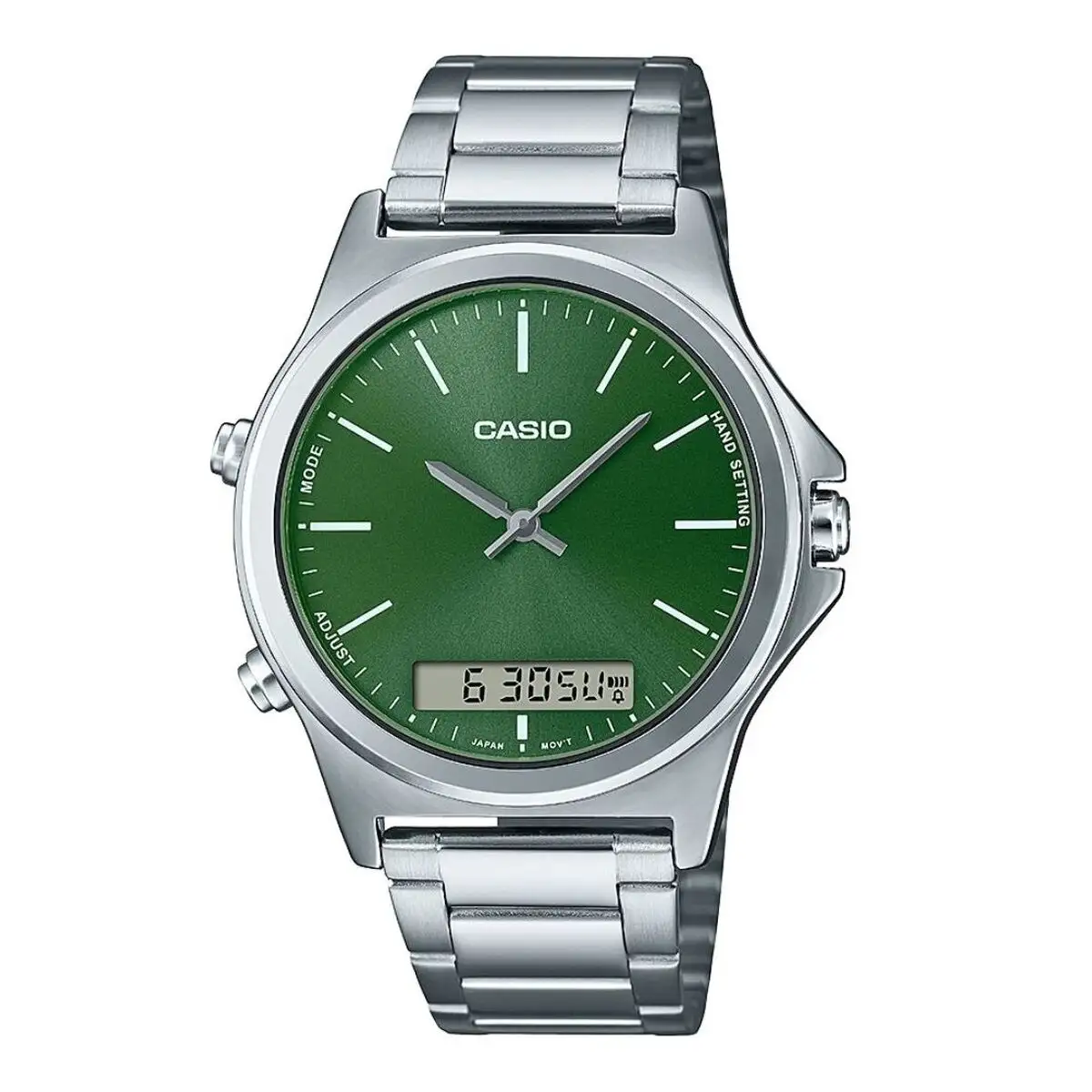 Montre homme casio vert argente_1606. DIAYTAR SENEGAL - Votre Destination Shopping Éthique. Parcourez notre gamme et choisissez des articles qui respectent l'environnement et les communautés locales.