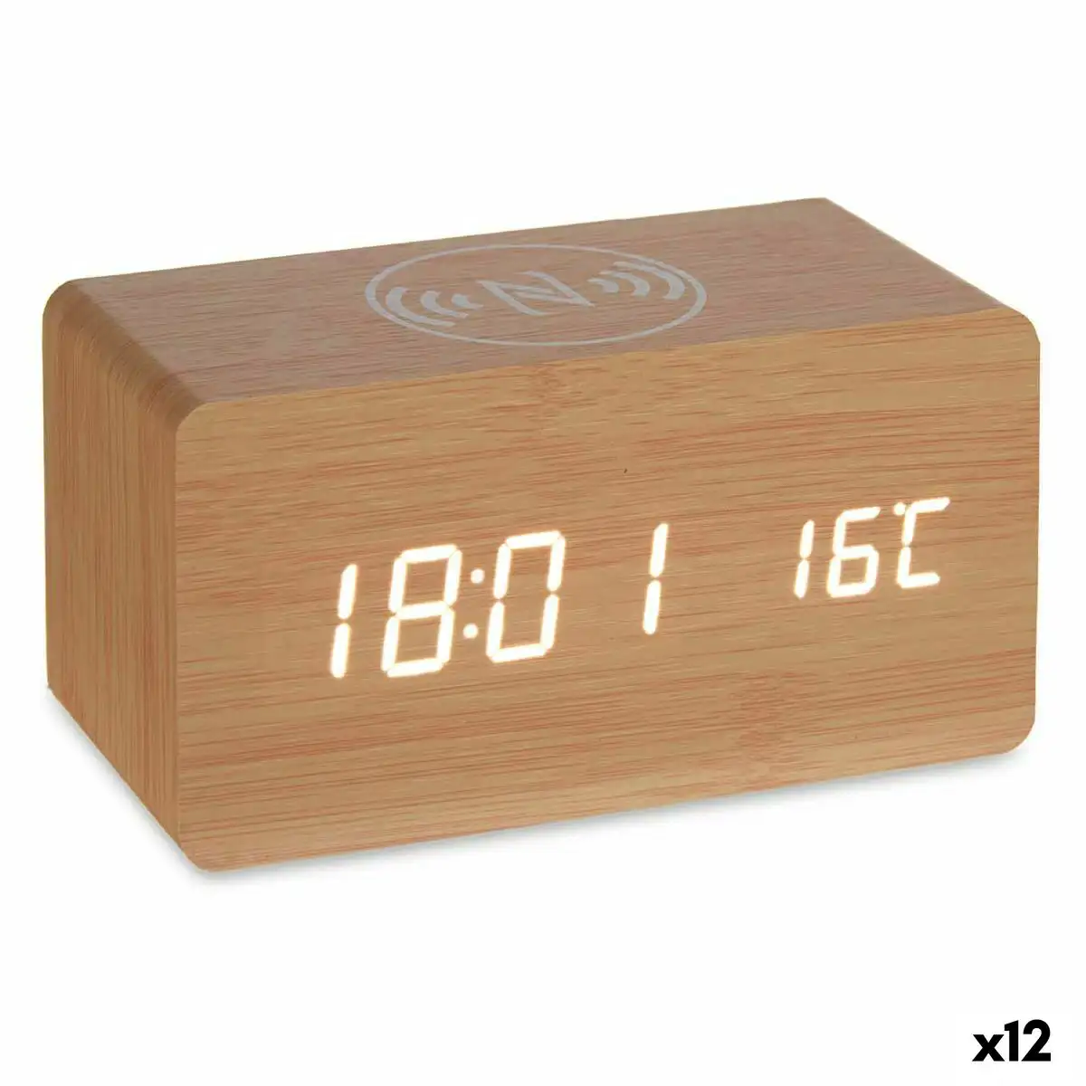 Montre reveil avec chargeur sans fil marron pvc bois mdf 15 x 7 5 x 7 cm 12 unites _2599. DIAYTAR SENEGAL - L'Univers du Choix et de l'Authenticité. Explorez notre catalogue et découvrez des articles qui incarnent le patrimoine du Sénégal et la modernité du monde.