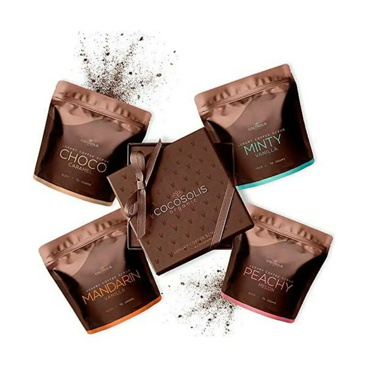 Nettoyant exfoliant luxury coffee scrub box cocosolis 4 x 70 ml _3714. DIAYTAR SENEGAL - L'Art de Choisir, l'Art de Vivre. Parcourez notre boutique en ligne et découvrez des produits qui transforment chaque choix en une expérience enrichissante.