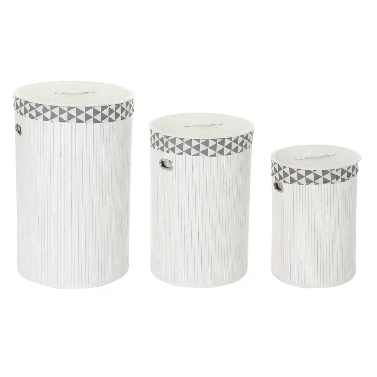 Panier a linge dkd home decor blanc lot polyester bambou 38 x 38 x 60 cm 3 pieces _2000. DIAYTAR SENEGAL - L'Art de Vivre le Shopping Authentique. Découvrez notre boutique en ligne et trouvez des produits qui célèbrent la culture et l'héritage du Sénégal.