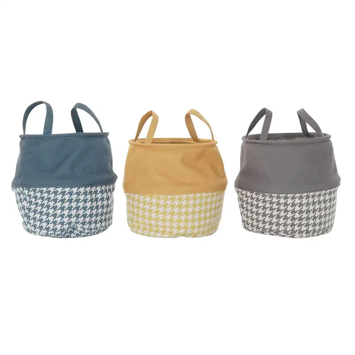 Panier a linge dkd home decor pied de coq jaune gris gris fonce 28 x 28 x 28 cm 3 unites _8062. DIAYTAR SENEGAL - Où la Qualité et la Diversité Fusionnent. Explorez notre boutique en ligne pour découvrir une gamme variée de produits qui incarnent l'excellence et l'authenticité.